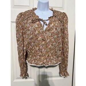 Urban Outfitters Women's Boho Prairie Shirt With Ruffle Size Small